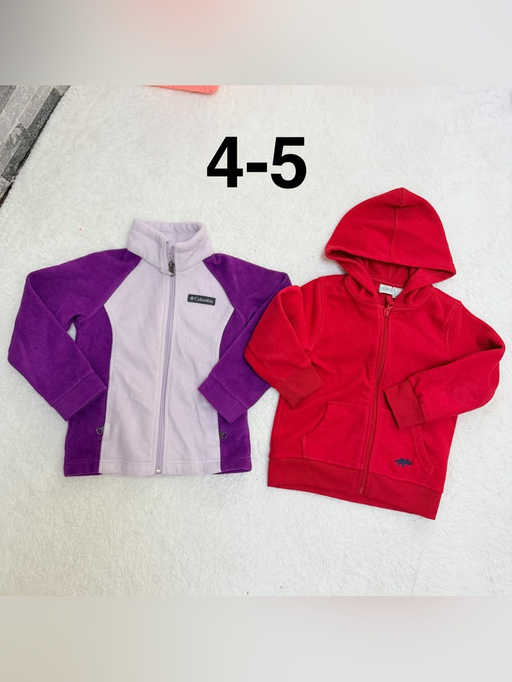 Kids girls Columbia and red hooded fleece jacket bundle 2 size 4-5